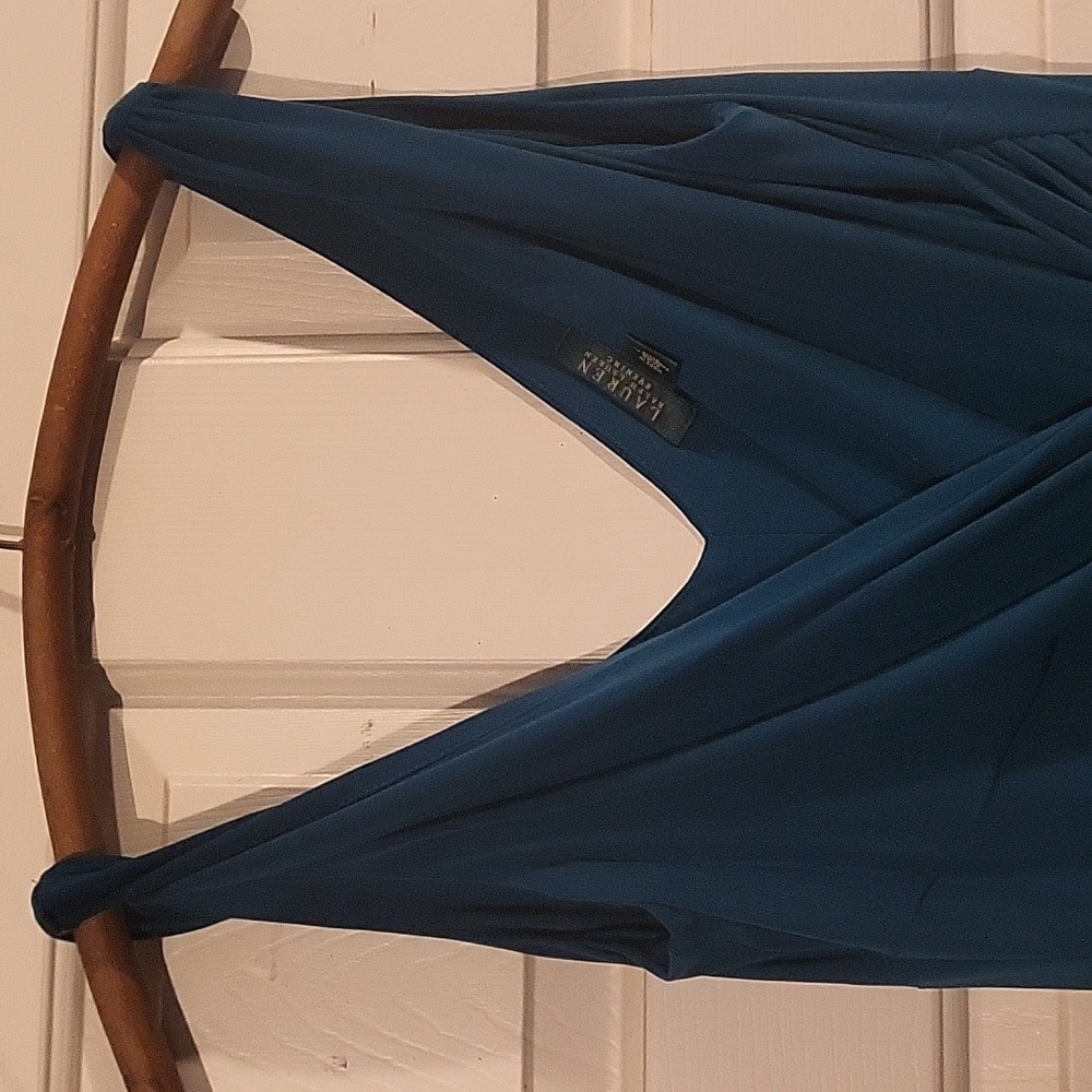 Beautiful Turquoise Ralph Lauren Evening Faux Wrap Dress! Size 12!